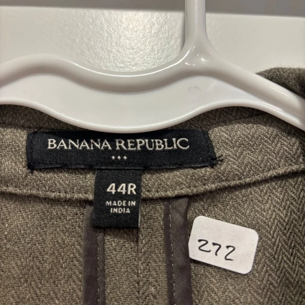 Banana Republic Mens 44R Blazer Sport Coat Brown Herringbone‎ 2-Button Jacket